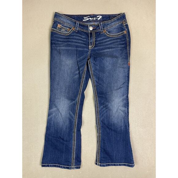 Seven7‎ Jeans Womens 12P Blue Boot Cut Regular Fit Thick Stitching Low Rise - Picture 1 of 14